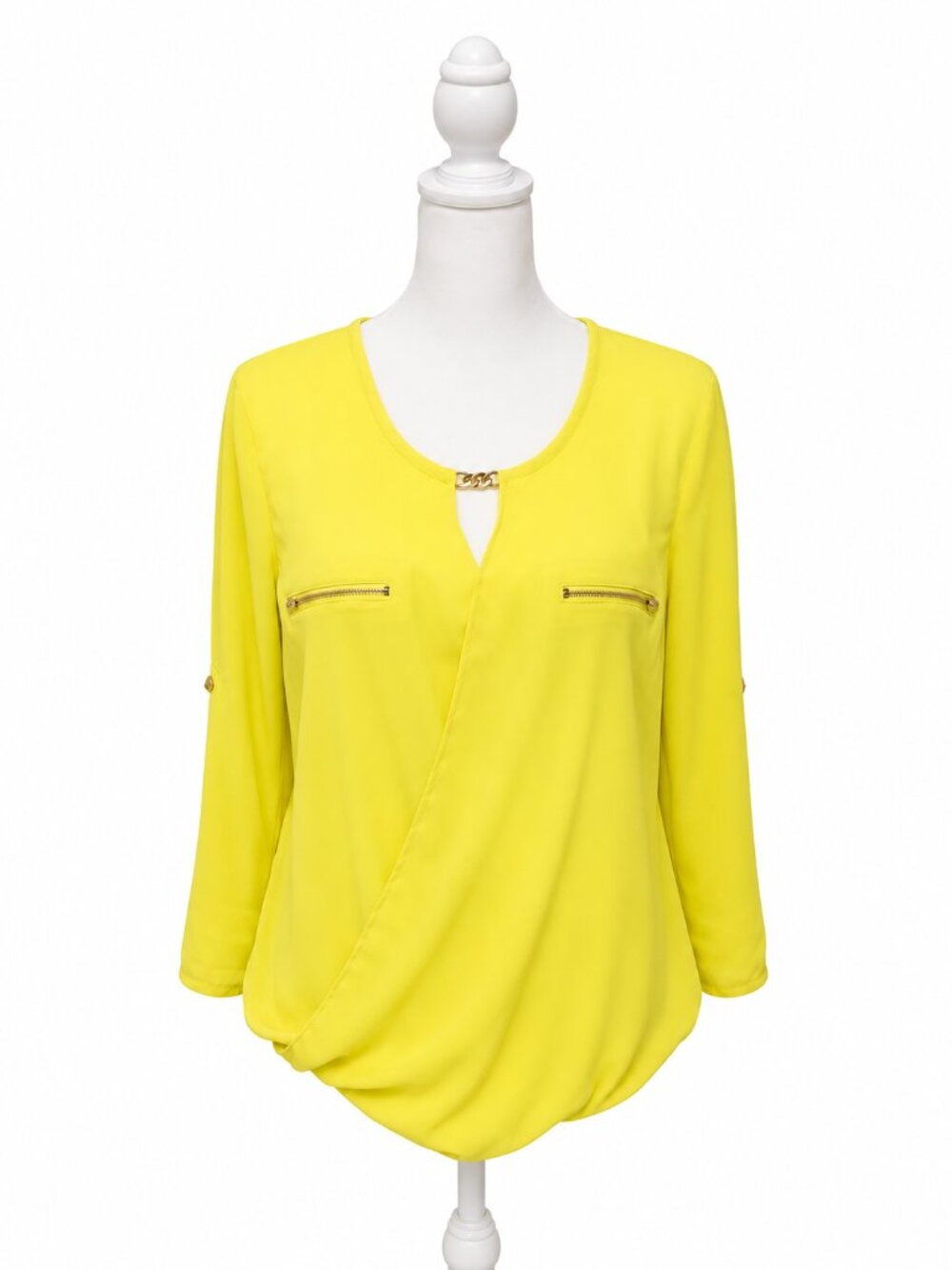 Bright Neon Yellow Sheer Love Letter Wrap Top – Women’s Small